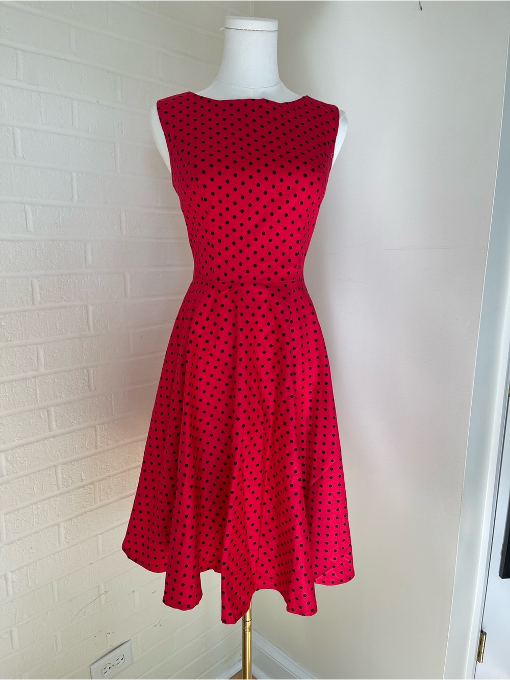 NWT Grace Karin Red Black Polka Dot Fit & Flare Swing Dress